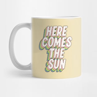 Here Comes the Sun in blue green peach yellow Mug